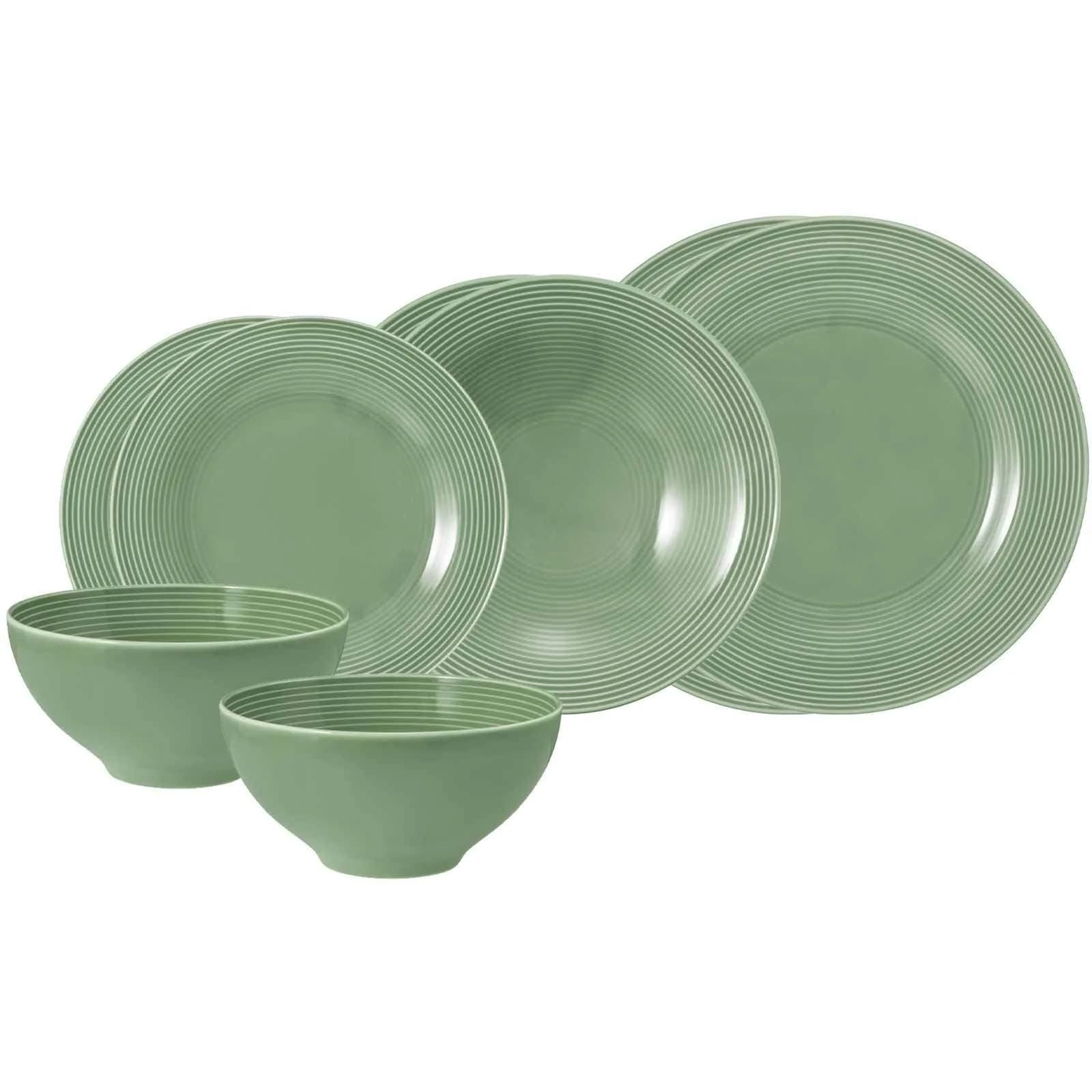 Seltmann Weiden Geschirr-Set Beat Color Glaze 8er Set Salbeigrün
