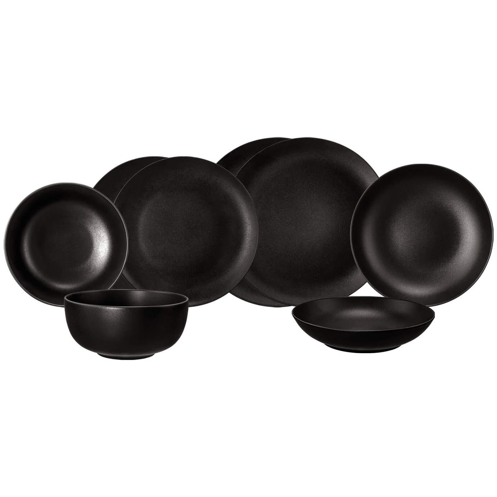 Seltmann Weiden Liberty Velvet Black 8er Geschirr-Set Schwarz