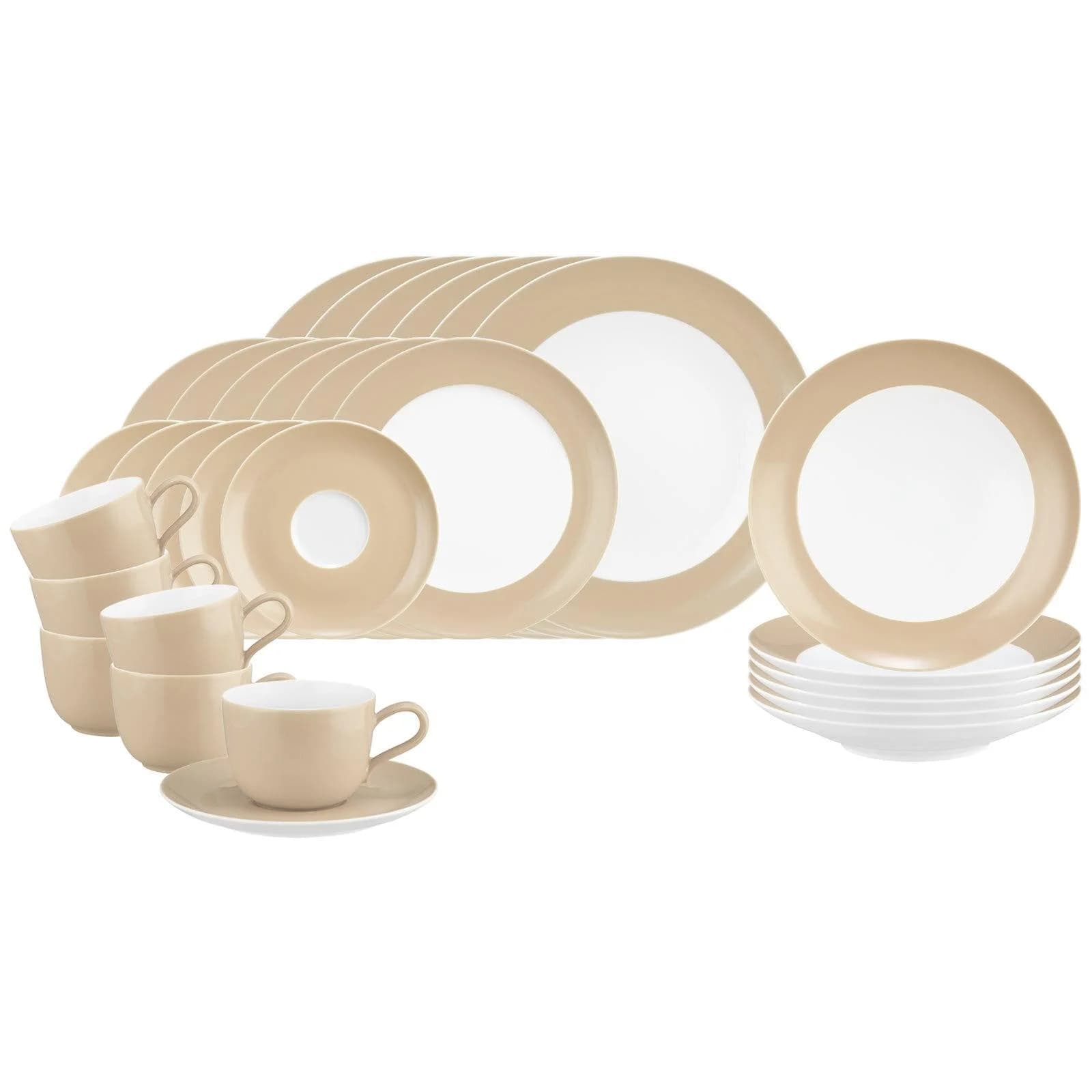 Seltmann Weiden Kombiservice Liberty Pure Colors 30er Set Beige Porzellan