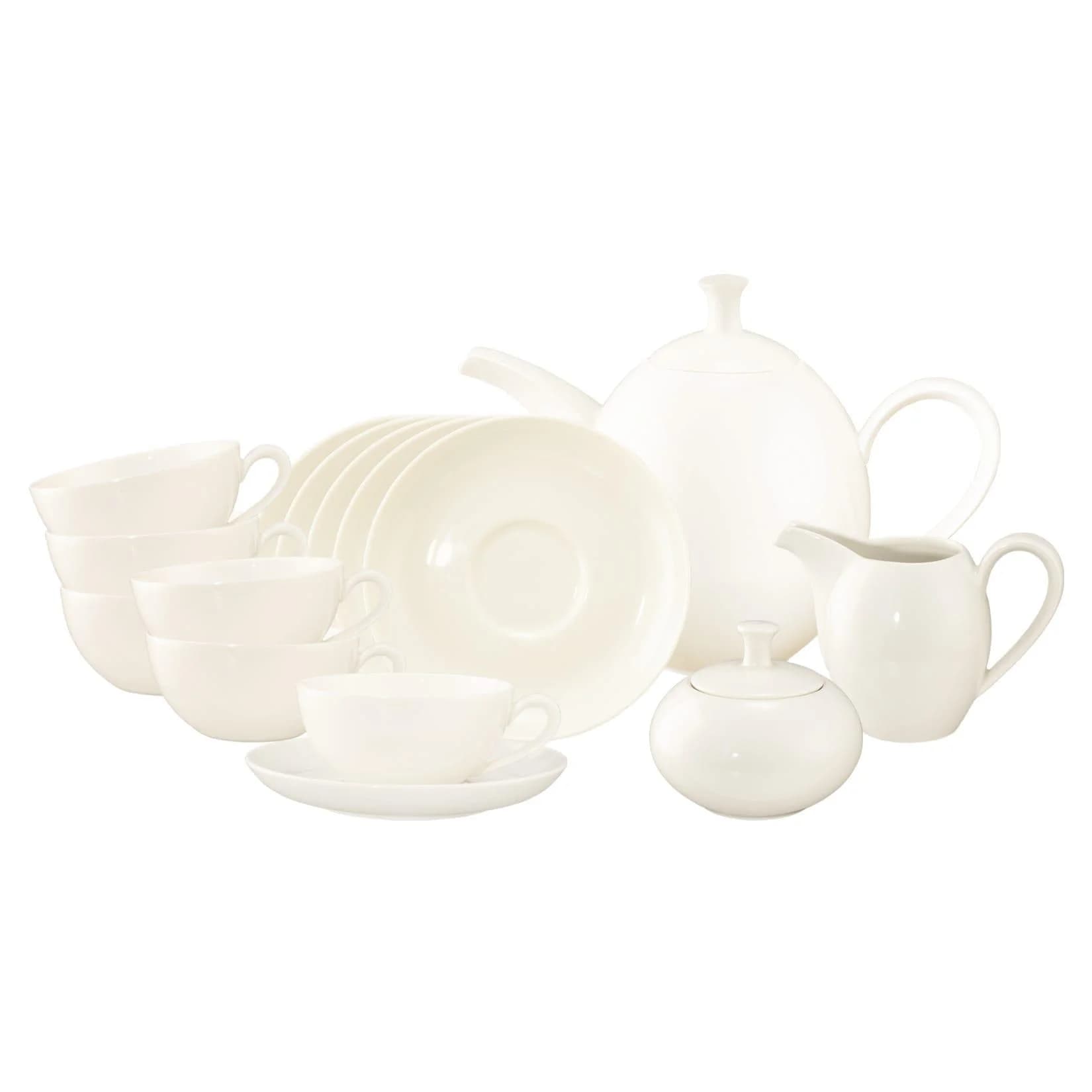 Seltmann Weiden Teeservice Savona Fine Diamond 15er Set Cremefarben