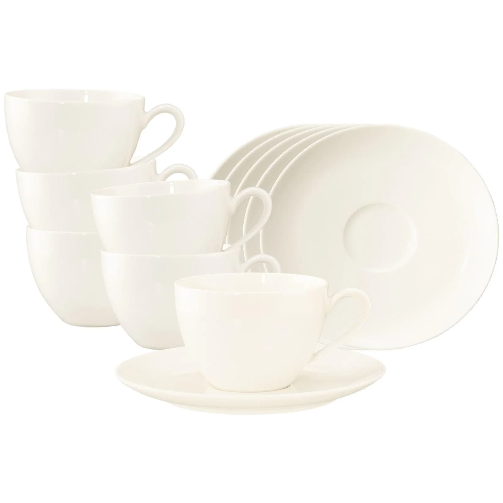 Seltmann Weiden Kaffeetassen mit Untertassen Savona Fine Diamond 6er Set Creme - Bild 2