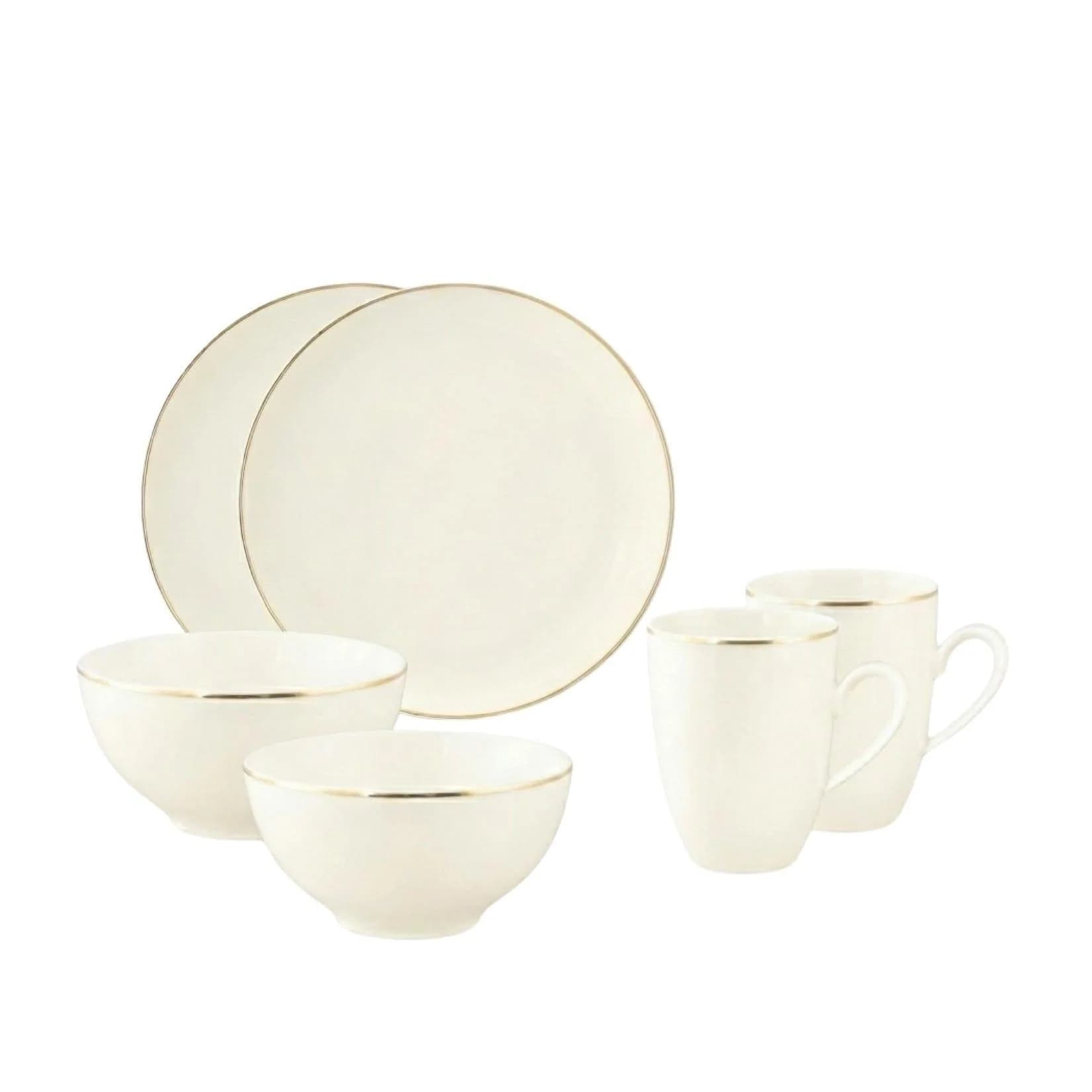 Seltmann Weiden Frühstücks-Set Savona Goldlinie 6er Set Beige/Gold