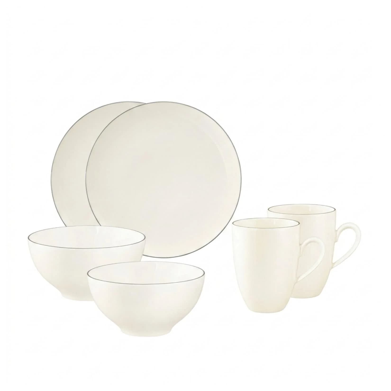 Seltmann Weiden Frühstücks-Set Savona Grey Line 6er Set Grau/Creme