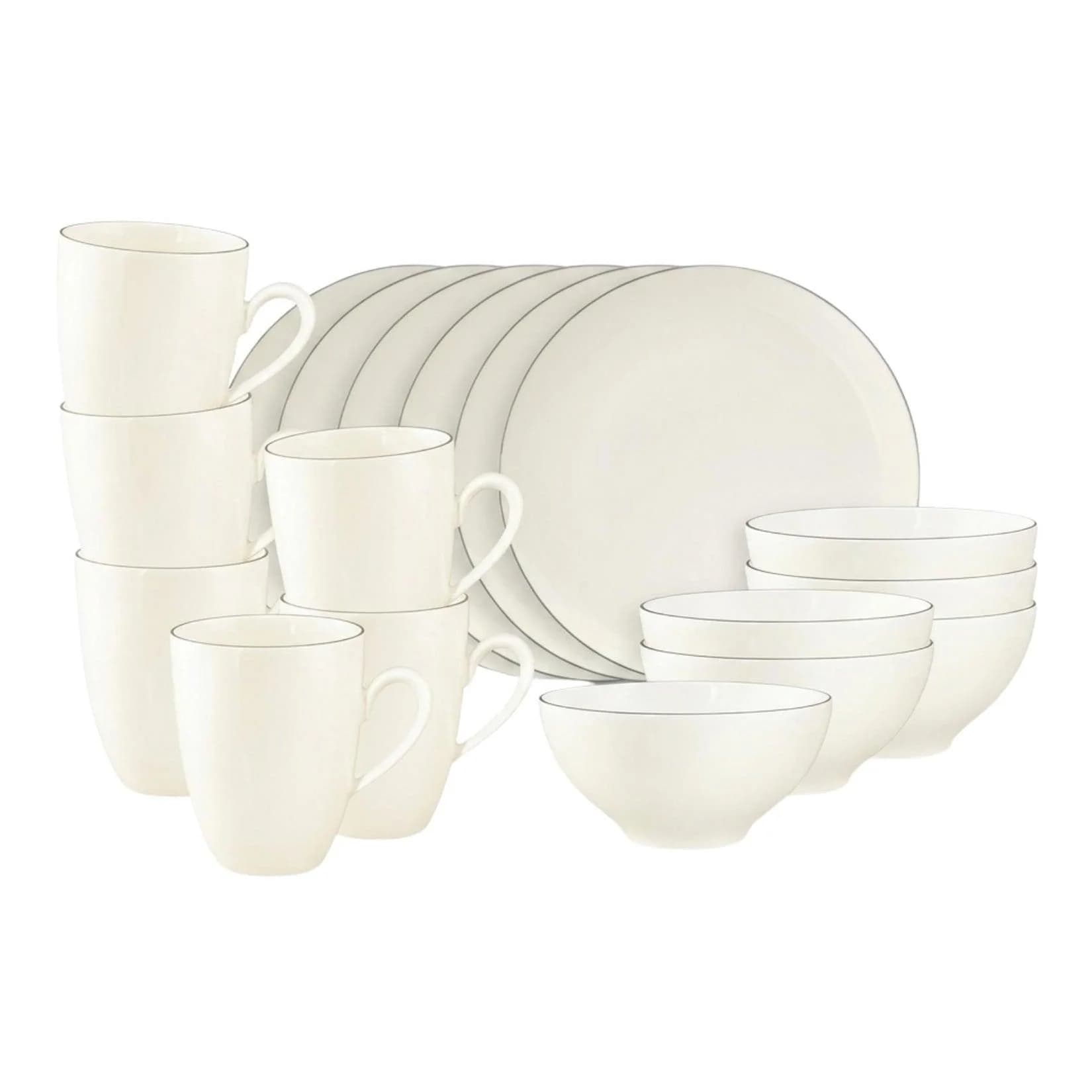 Seltmann Weiden Frühstücksservice Savona Grey Line 18er Set Beige/Grau