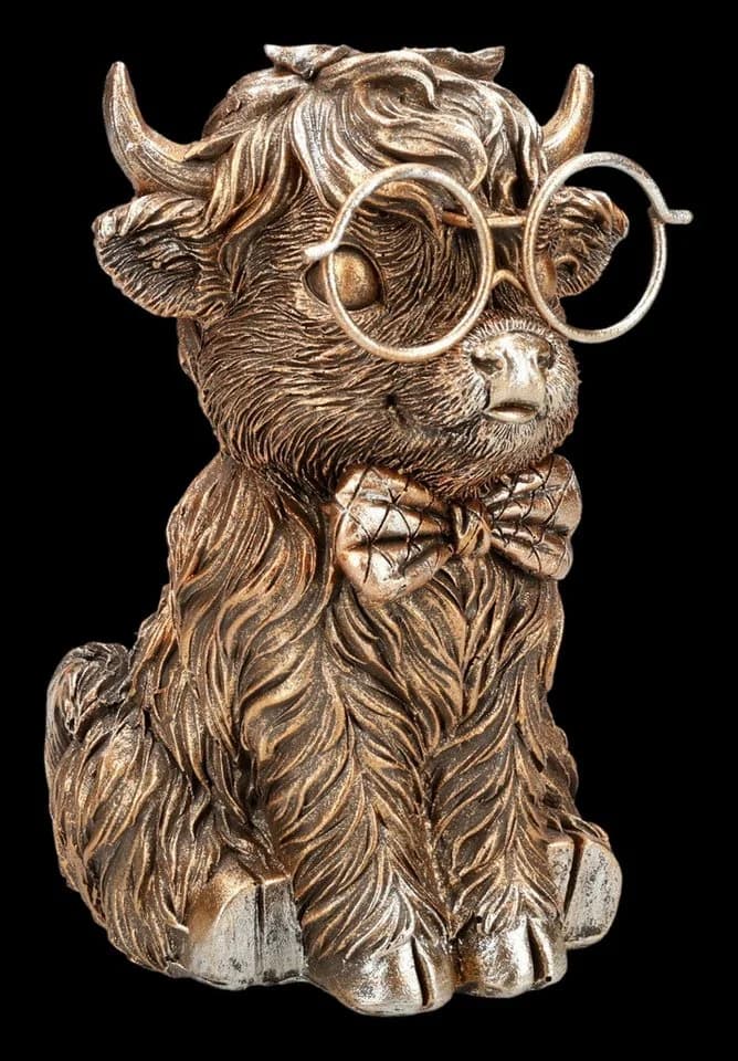 Figuren Shop GmbH Gentleman Hochlandkuh Figur mit Brille & Fliege