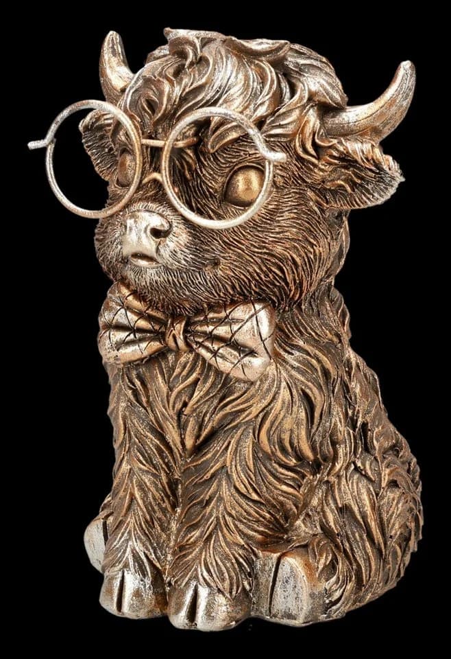 Figuren Shop GmbH Gentleman Hochlandkuh Figur mit Brille & Fliege - Bild 3