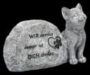Katzen Gedenkstein Grabdeko 15cm - Trauer Figur mit Herz Spruch Bild 1