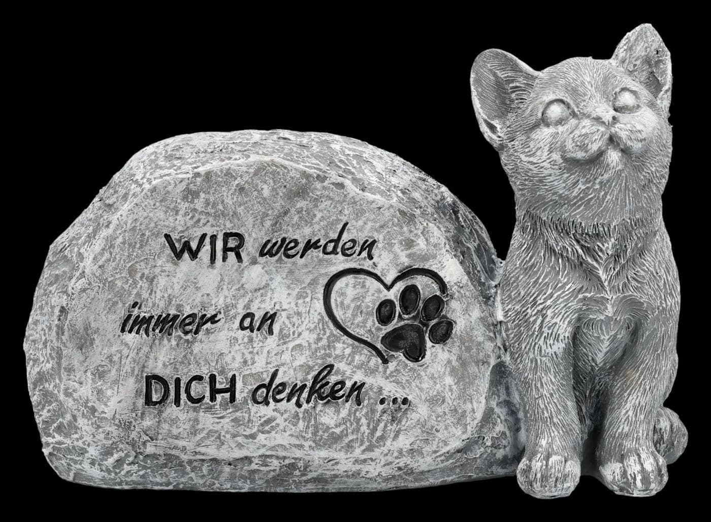 Katzen Gedenkstein Grabdeko 15cm - Trauer Figur mit Herz Spruch - Bild 2