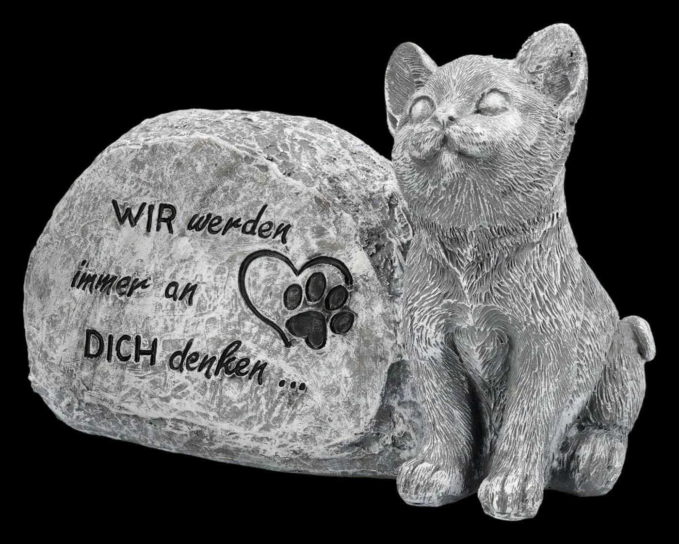 Katzen Gedenkstein Grabdeko 15cm - Trauer Figur mit Herz Spruch - Bild 3