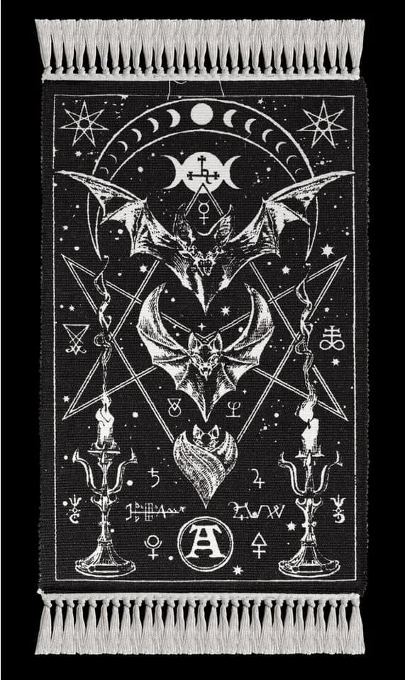 Alchemy England Teppich Evilution Gothic Fledermaus Pentagramm Schwarz/Weiß