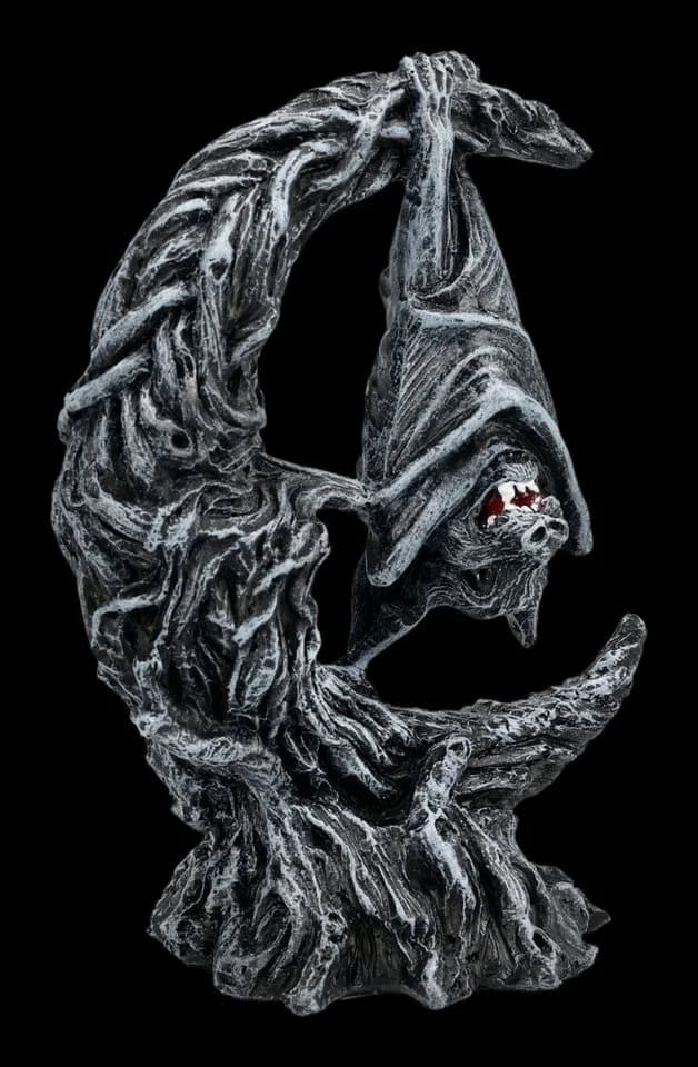 Figuren Shop GmbH Fledermaus Figur Gothic Statue mit Halbmond Nightwing Moon