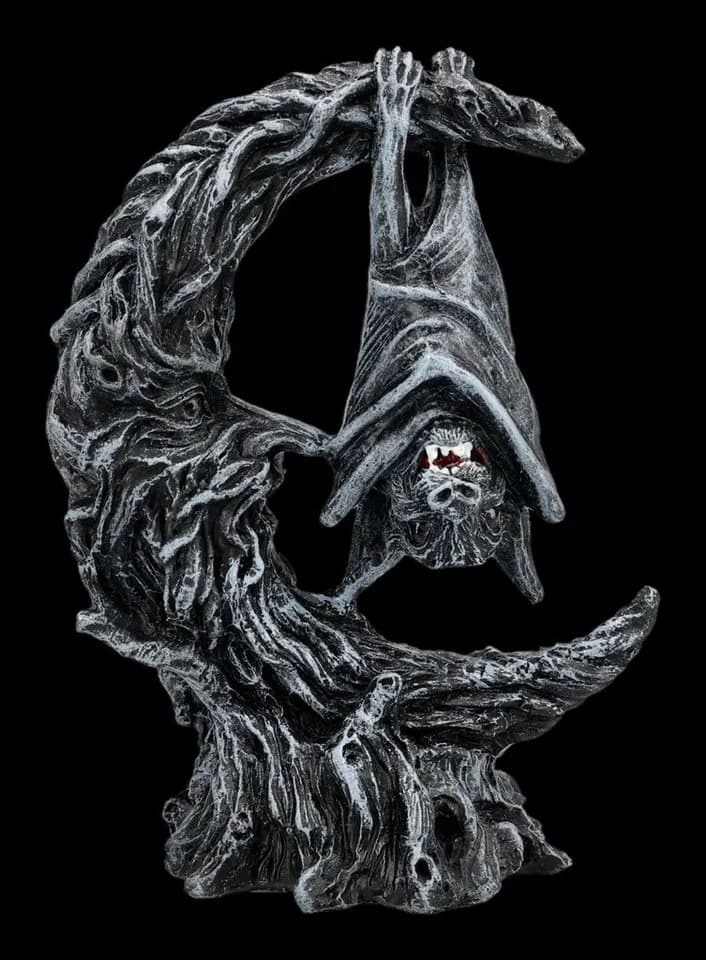 Figuren Shop GmbH Fledermaus Figur Gothic Statue mit Halbmond Nightwing Moon - Bild 2