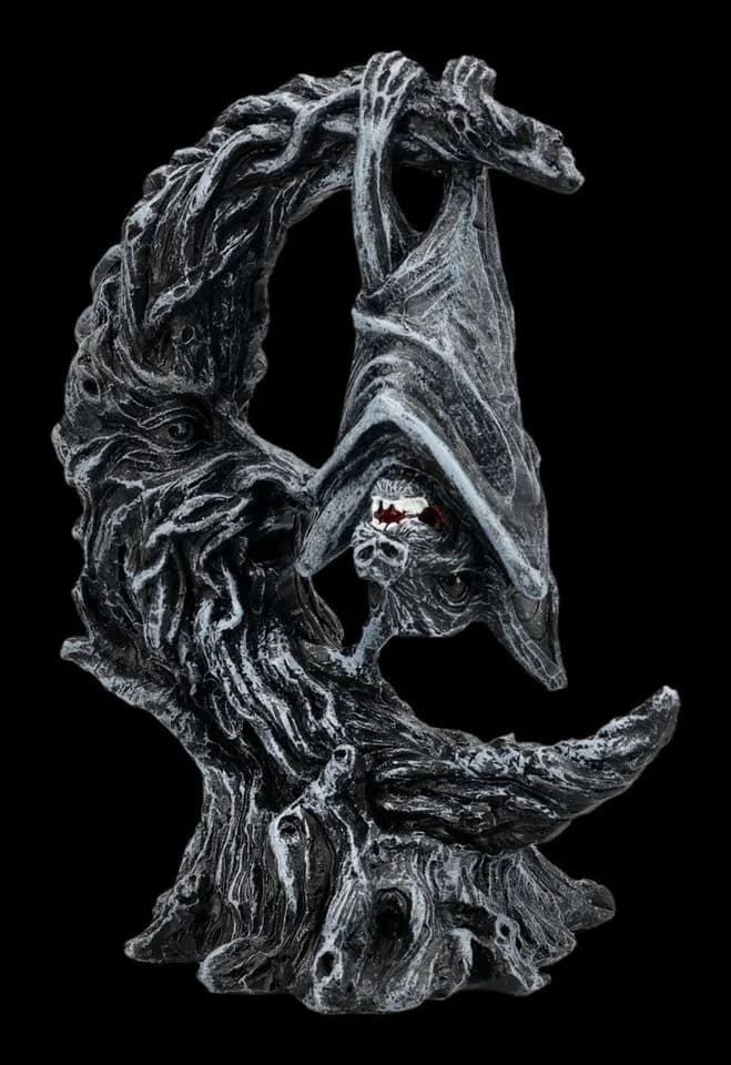 Figuren Shop GmbH Fledermaus Figur Gothic Statue mit Halbmond Nightwing Moon - Bild 3