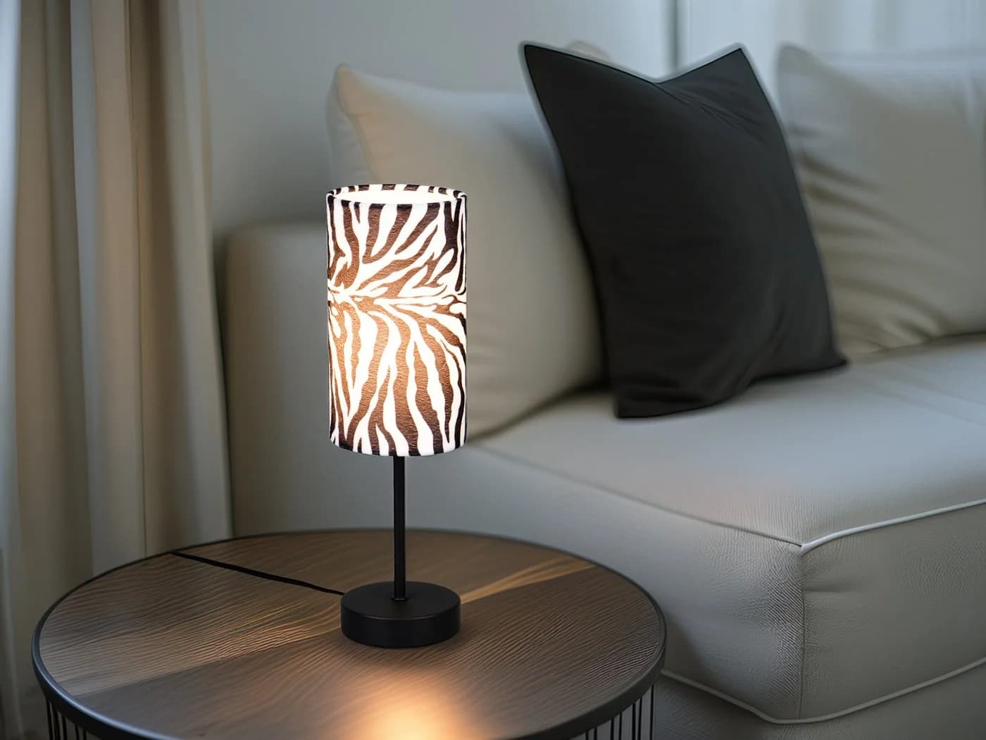 Reality Leuchten LED Nachttischlampe Zebramuster Dimmfunktion
