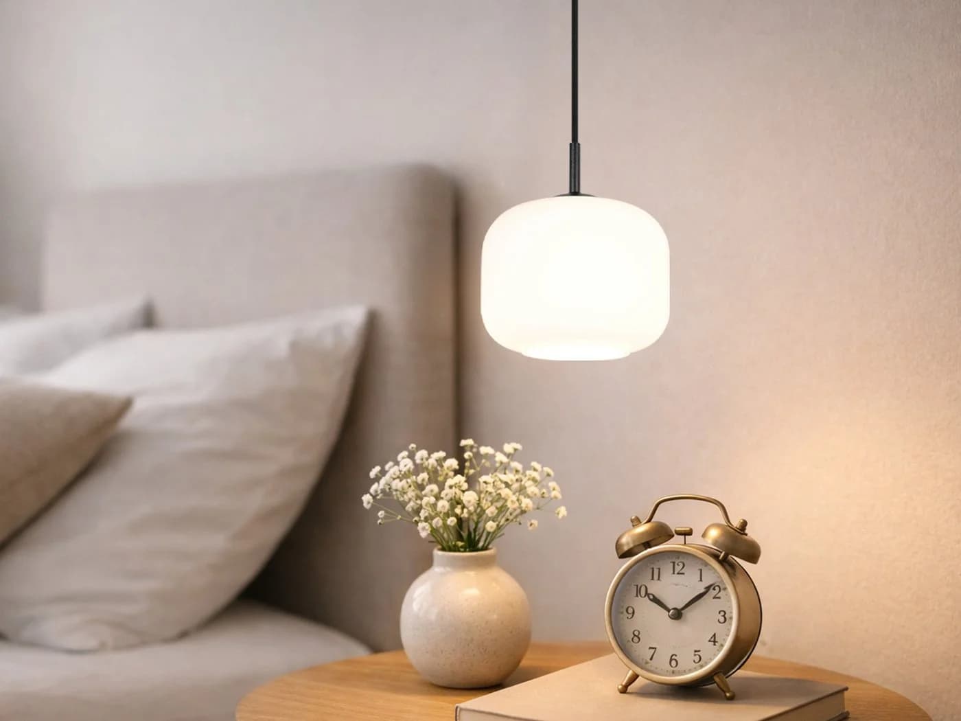 Reality Leuchten LED Pendelleuchte Weiß Glas Ø 15cm Dimmbar