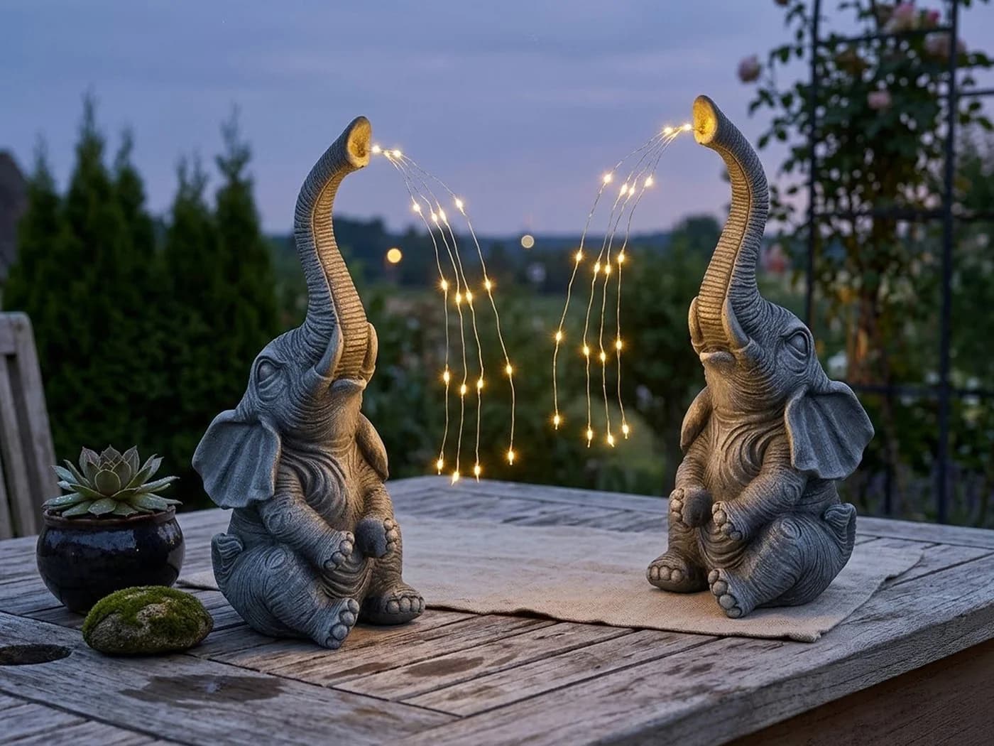 GLOBO LIGHTING LED Solarleuchte Elefant Grau 2er Set