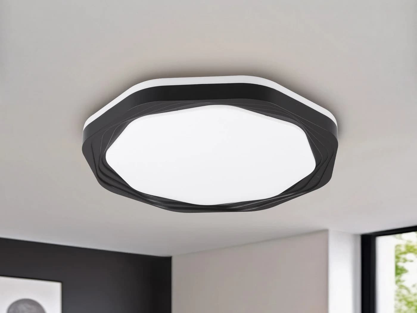 Reality Leuchten LED Deckenleuchte flach rund Dimmbar Schwarz/Weiß - Bild 5