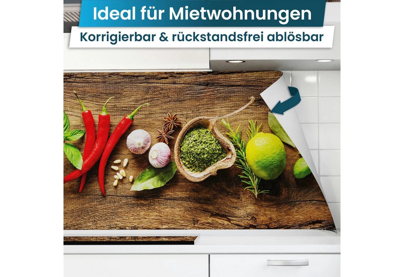 danario Küchenrückwand Folie selbstklebend Glasoptik Spritzschutz ablösbar - Bild 3