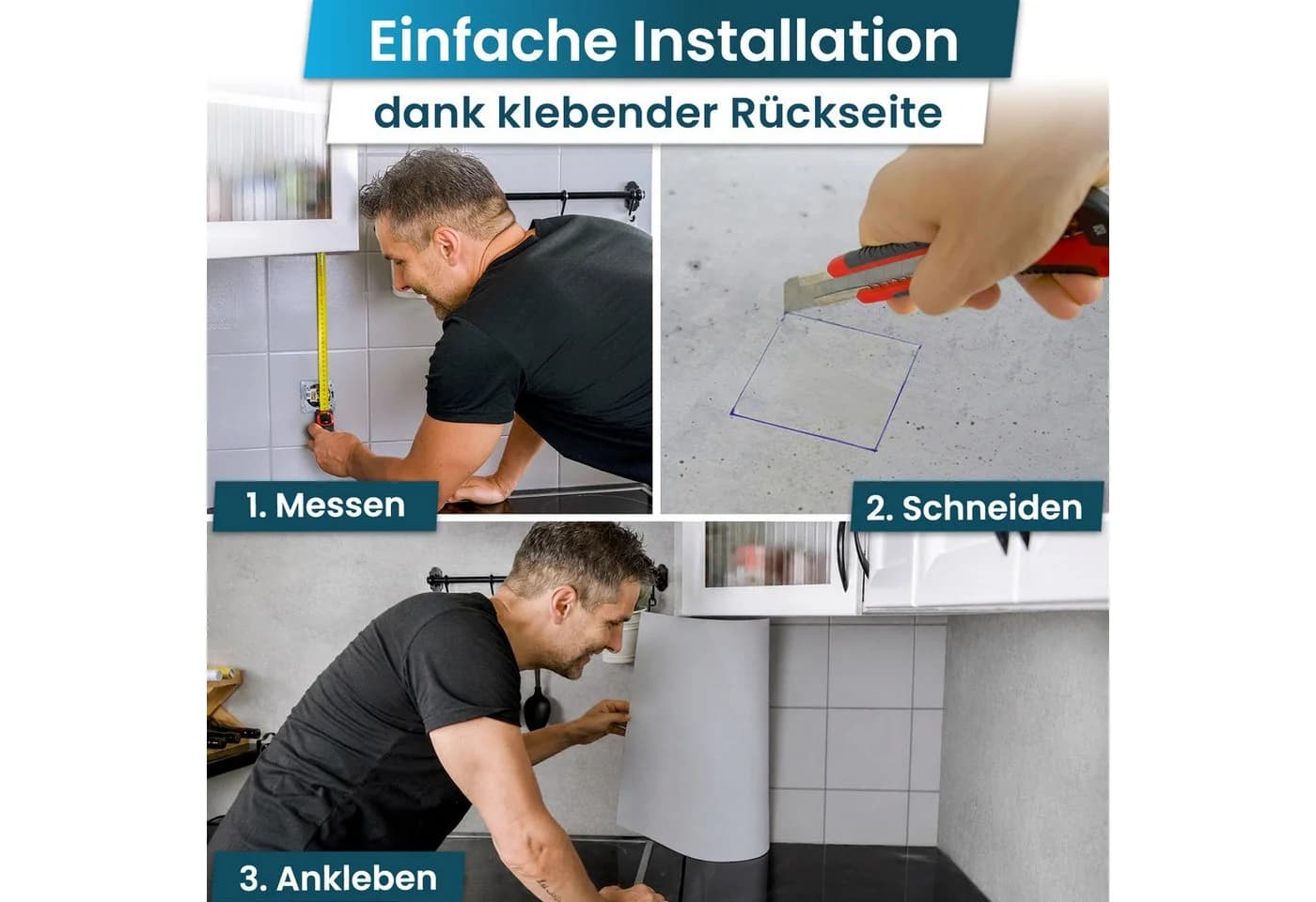 danario Küchenrückwand Folie selbstklebend Glasoptik Spritzschutz ablösbar - Bild 5
