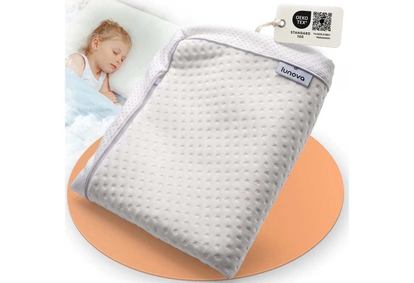 Lunova DreamLayer Kinderkissen Höhenverstellbar Memory Foam Bambus - Bild 2