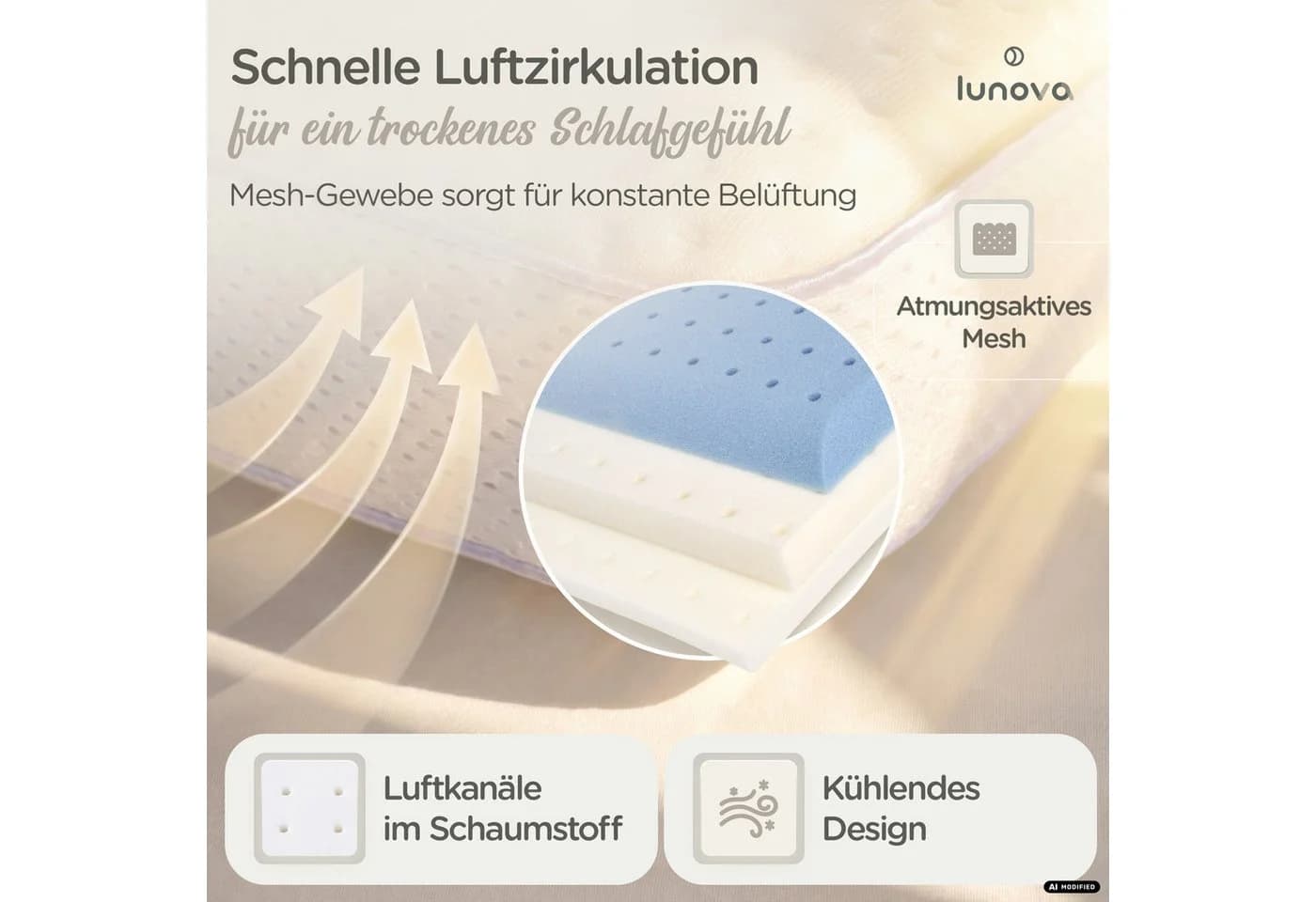 Lunova DreamLayer Kinderkissen Höhenverstellbar Memory Foam Bambus - Bild 3