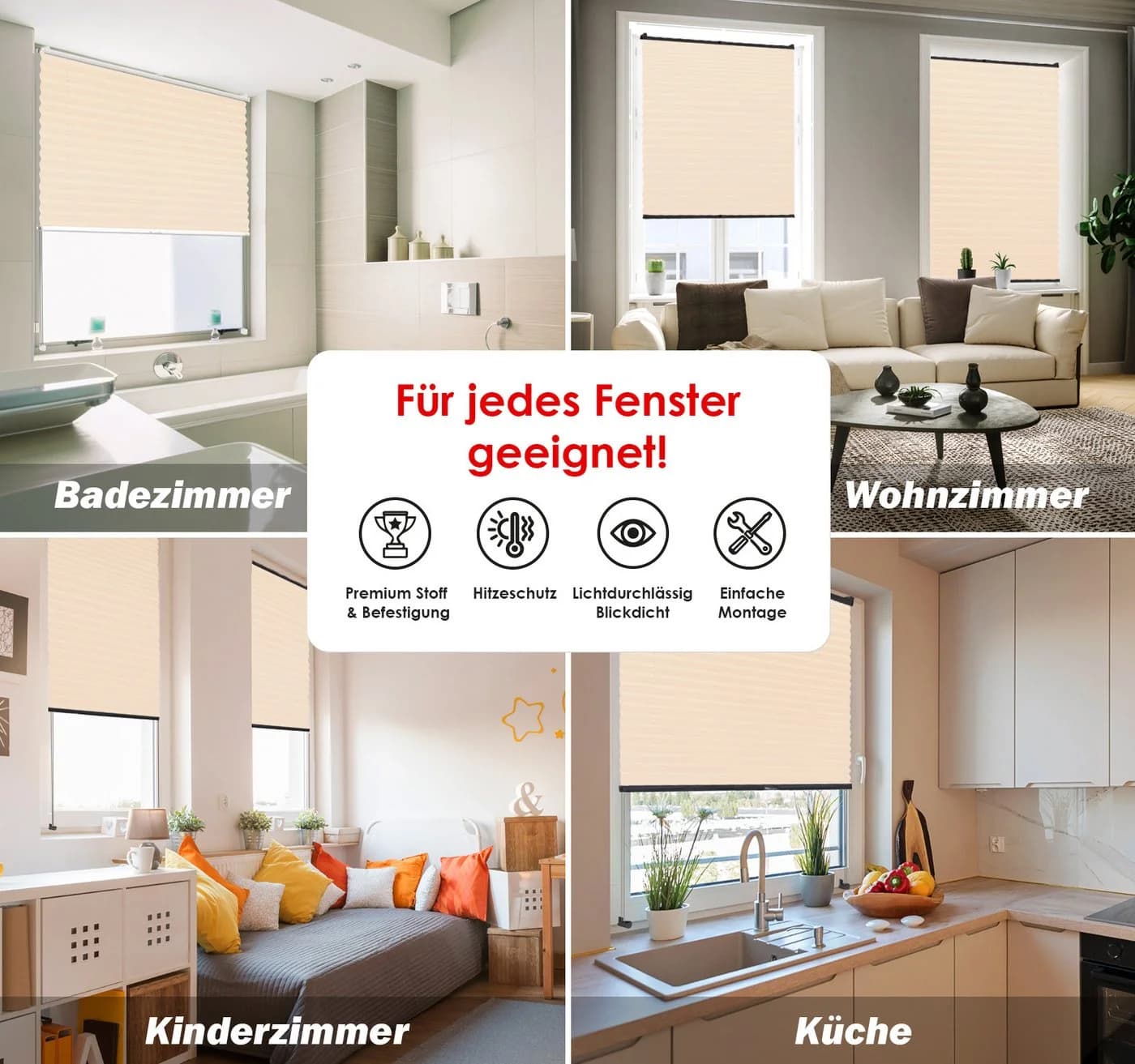 DomDeco Thermo-Plissee Orange ohne Bohren Up-and-Down - Bild 3