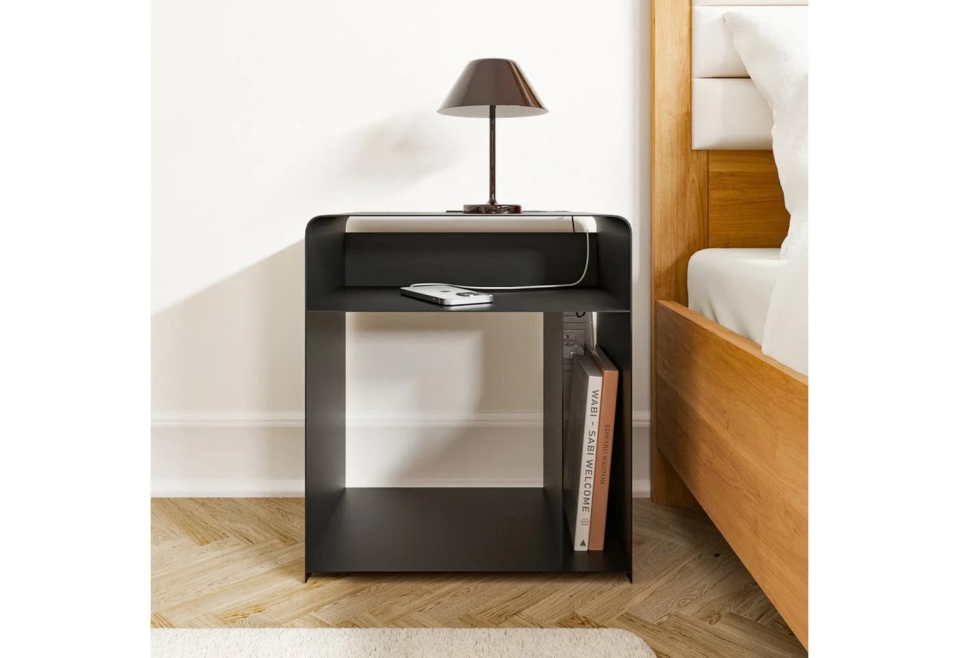 HEVVA Nachttisch ELY Metall Schwarz/Weiß Matt Modern - Bild 3