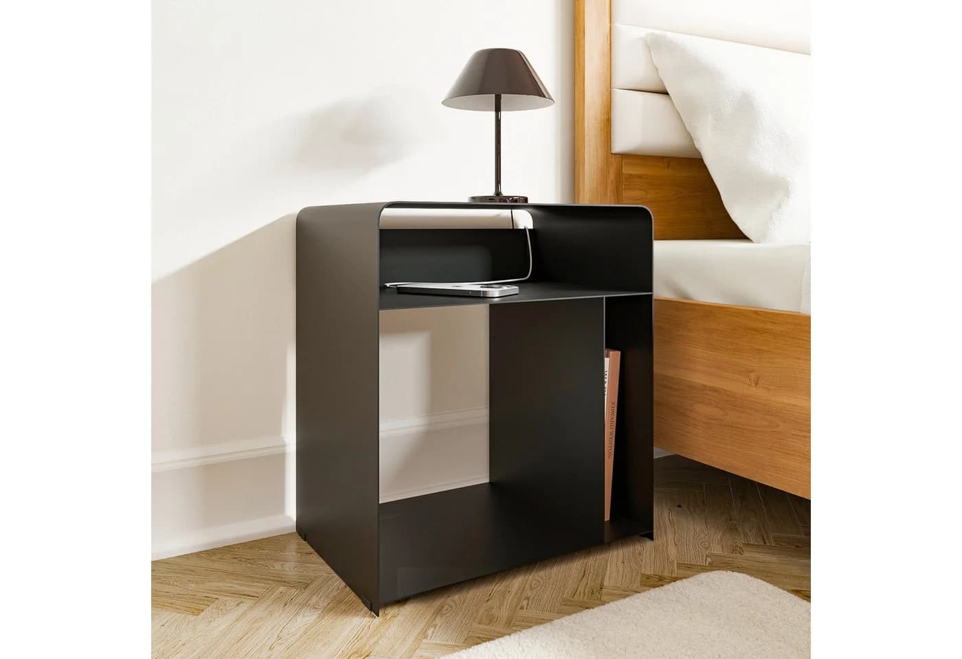 HEVVA Nachttisch ELY Metall Schwarz/Weiß Matt Modern - Bild 4