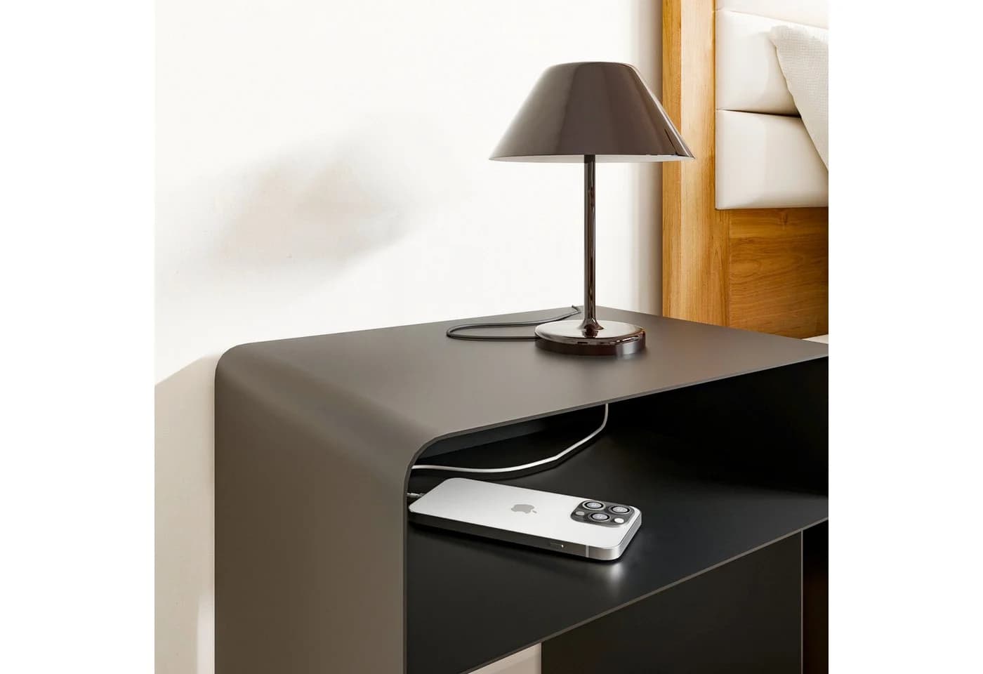HEVVA Nachttisch ELY Metall Schwarz/Weiß Matt Modern - Bild 5