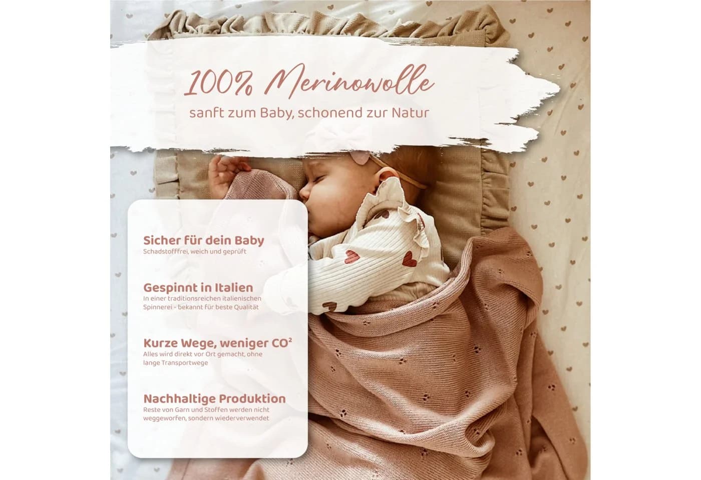Babydecke 100% Merinowolle Blätterschming - Bild 3