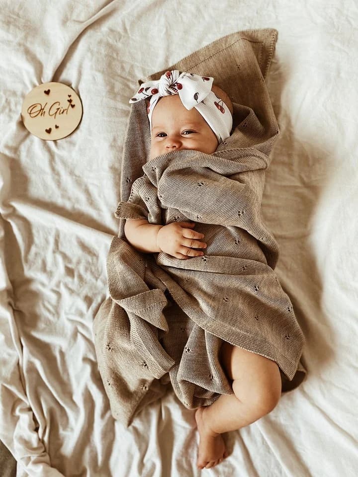 Babydecke 100% Merinowolle Blätterschming - Bild 5