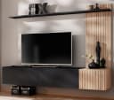 Furn.Design Wohnwand Madina Schwarz Eiche Leistenoptik Push-To-Open Bild 2