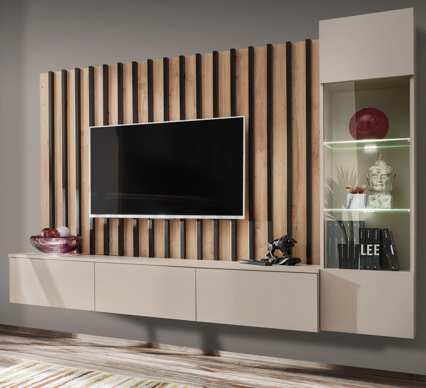 Furn.Design Wohnwand Pearl TV-Mediawand Kaschmir Sand Eiche Artisan - Bild 2