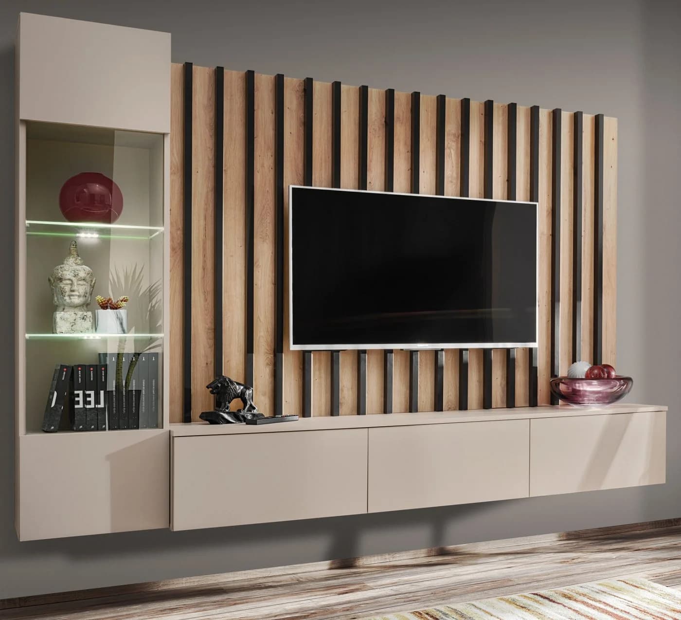 Furn.Design Wohnwand Pearl TV-Mediawand Kaschmir Sand Eiche Artisan - Bild 5