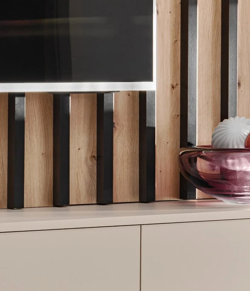 Furn.Design TV-Board Pearl Set mit Rückwandpaneel Kaschmir Eiche - Bild 5