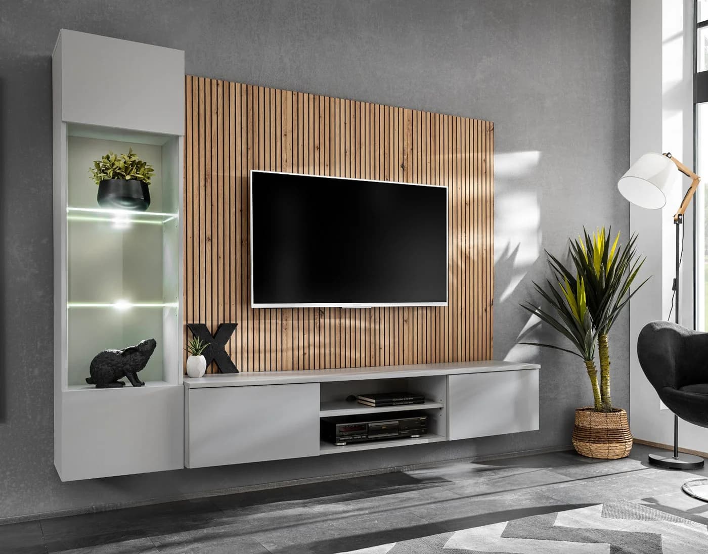 Inn.Furn Wohnwand iLike mit Push-to-Open und LED-Beleuchtung