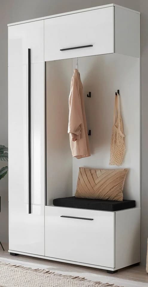 Furn.Design Kompaktgarderobe Design-D Weiß Hochglanz Soft-Close - Bild 2