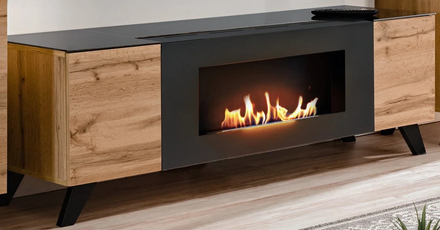 Furn.Design TV-Board Heritage Wotan Eiche Schwarz Push-To-Open