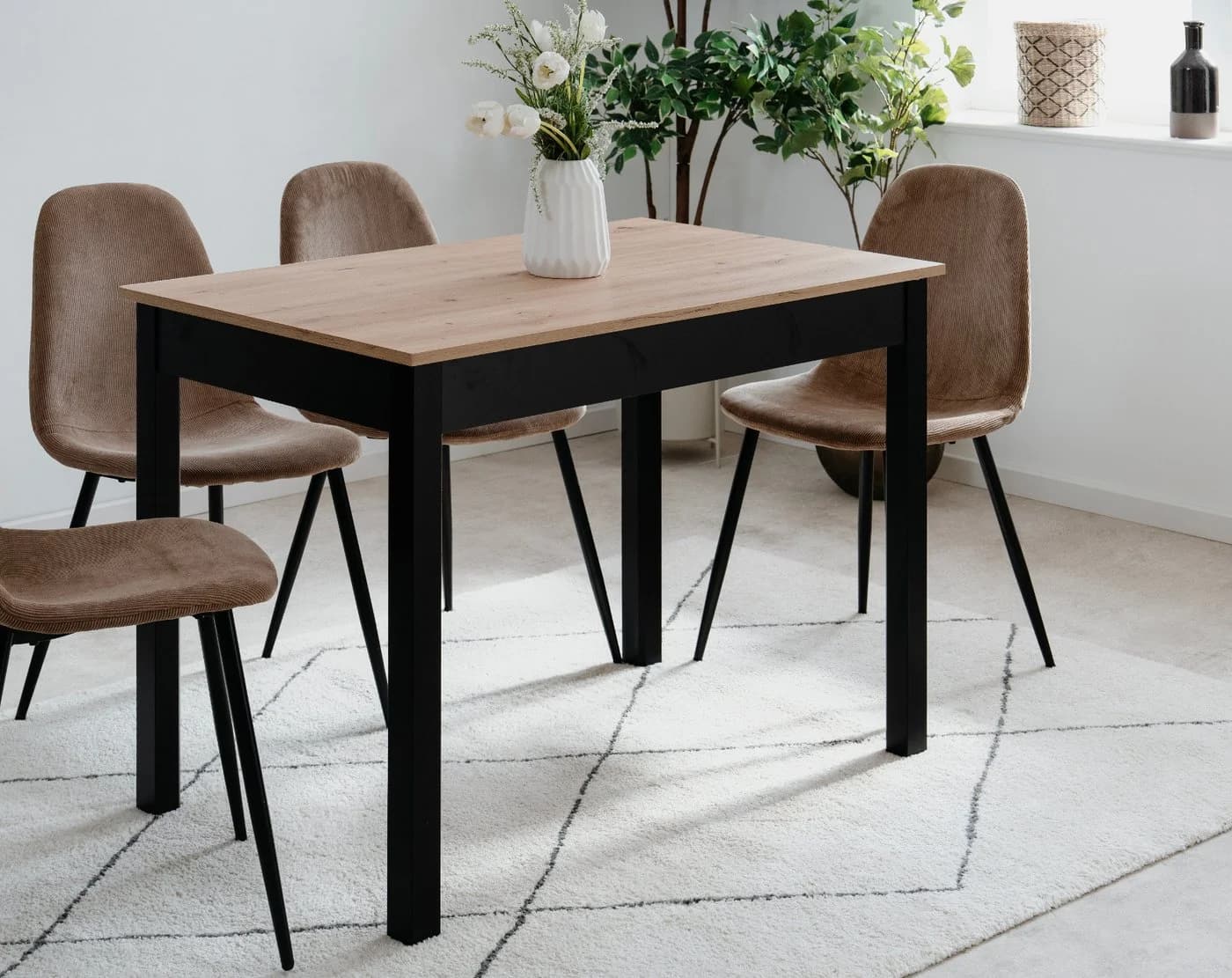 Inn.Furn Esstisch Prag Eiche Artisan Schwarz 110x67 cm