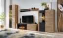 Inn.Furn Wohnwand Heron Eiche Schwarz Push-To-Open mit Kamin Bild 1