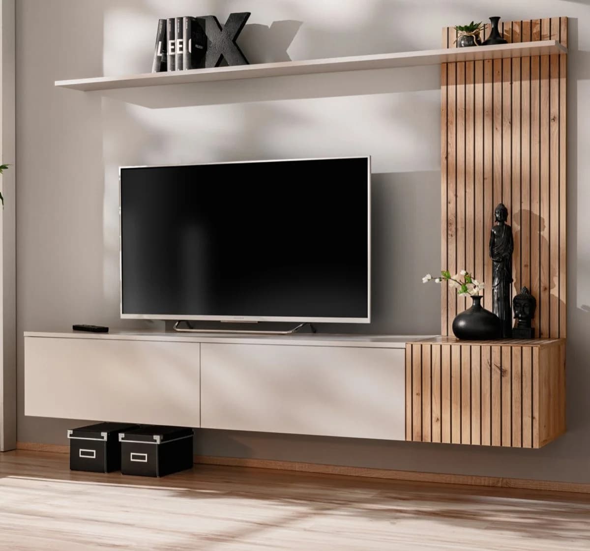 Furn.Design Wohnwand Madina Sand Eiche Artisan Push-To-Open Soft-Close - Bild 2