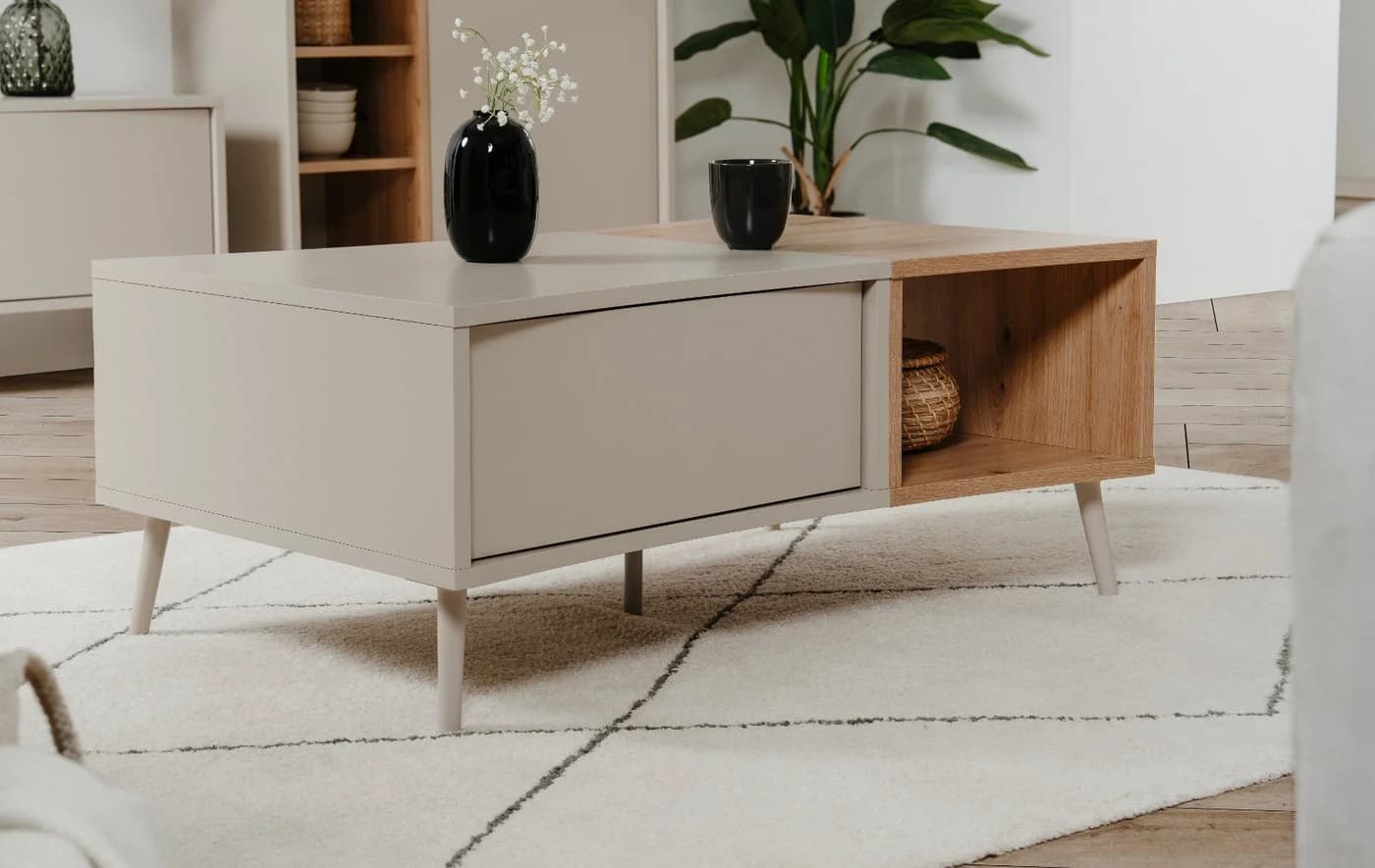 Furn.Design Couchtisch Sena Beige Artisan Eiche Push-to-Open