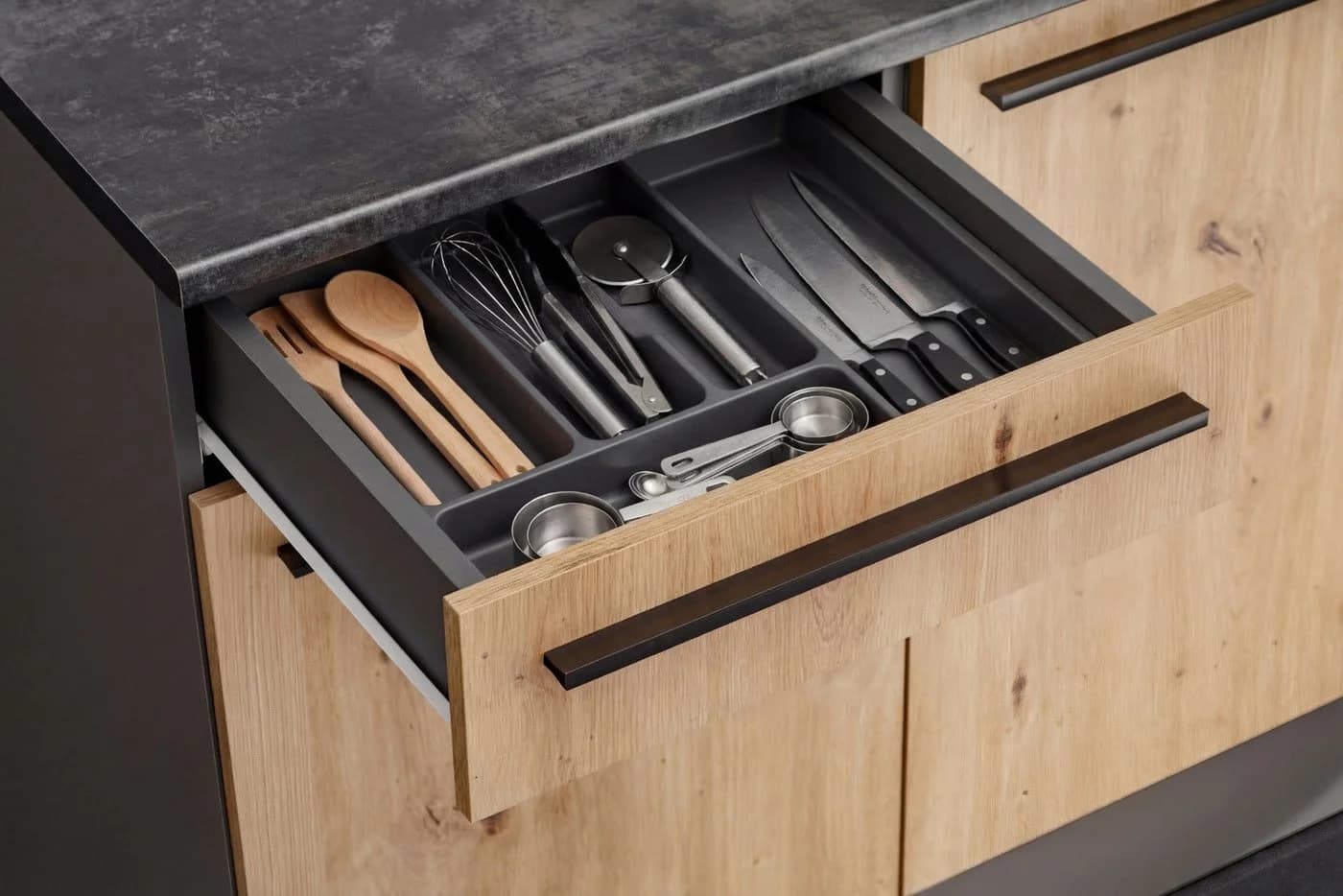 Furn.Design Küchenzeile Smart 7-tlg. Eiche Artisan Grau - Bild 4