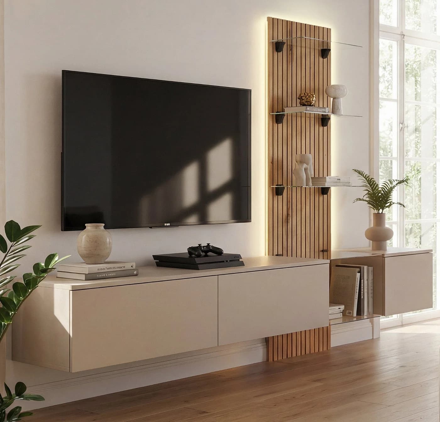 Furn.Design Wohnwand Clay Grau Eiche LED Push-to-Open - Bild 2