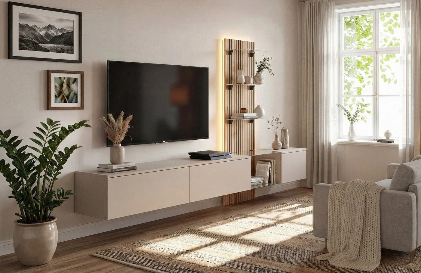 Furn.Design Wohnwand Clay Grau Eiche LED Push-to-Open - Bild 5