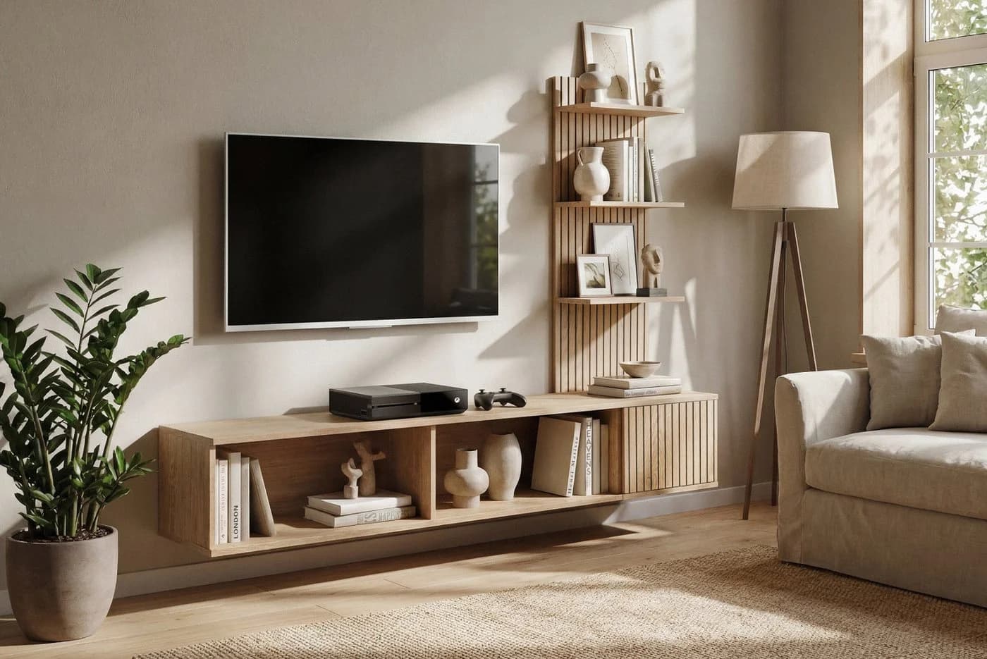 Inn.Furn Lowboard Sense Set mit Wandregal Eiche Dekor Push-to-Open