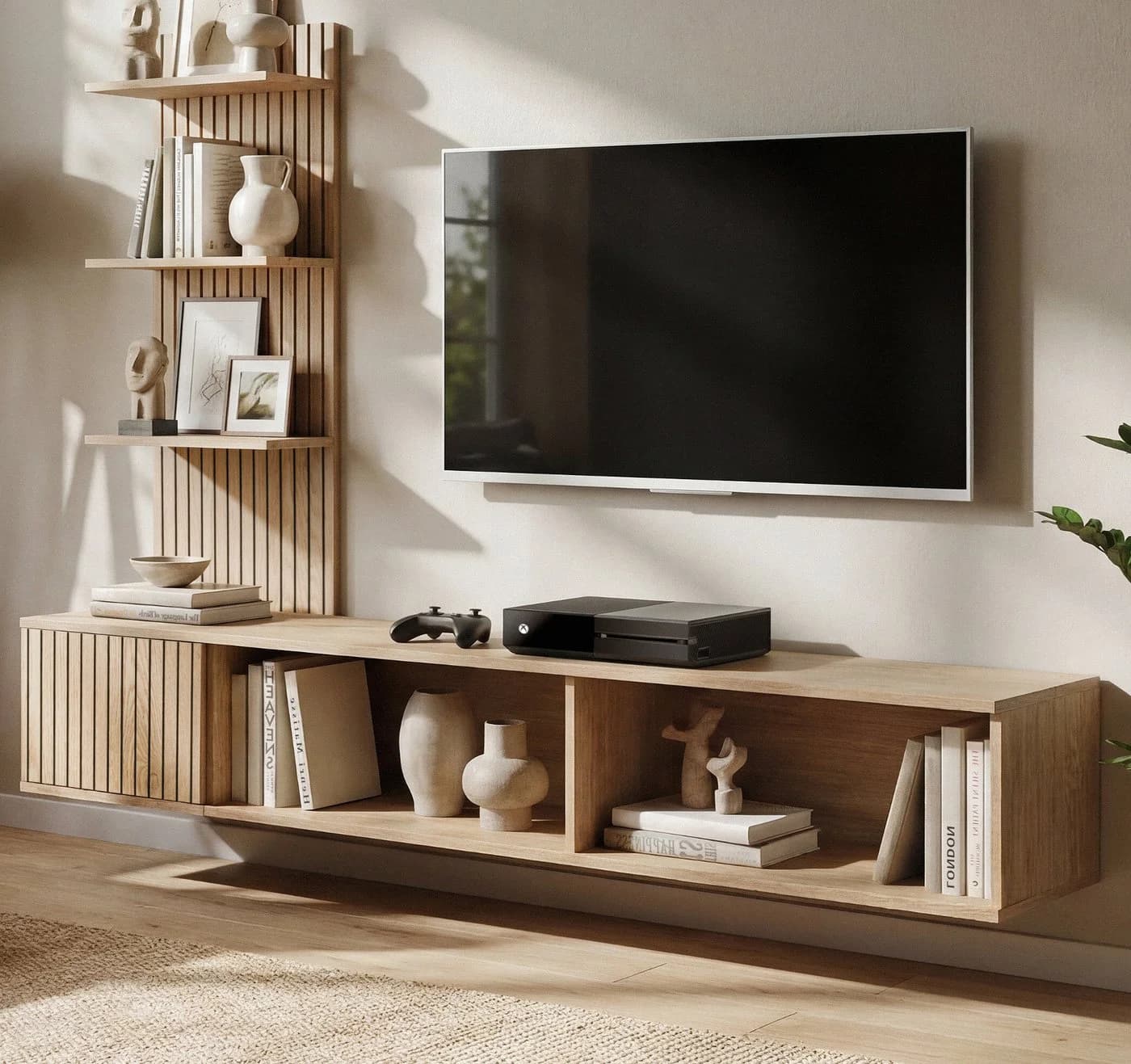 Inn.Furn Lowboard Sense Set mit Wandregal Eiche Dekor Push-to-Open - Bild 2