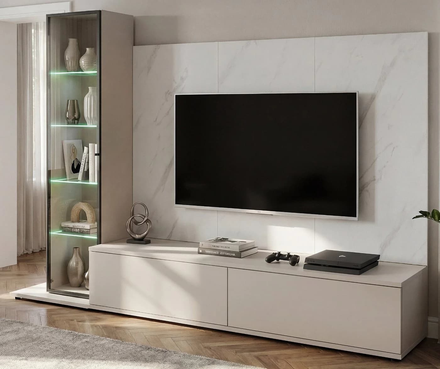 Inn.Furn Wohnwand Charm 3-teilig Kaschmir Marmor mit LED - Bild 2
