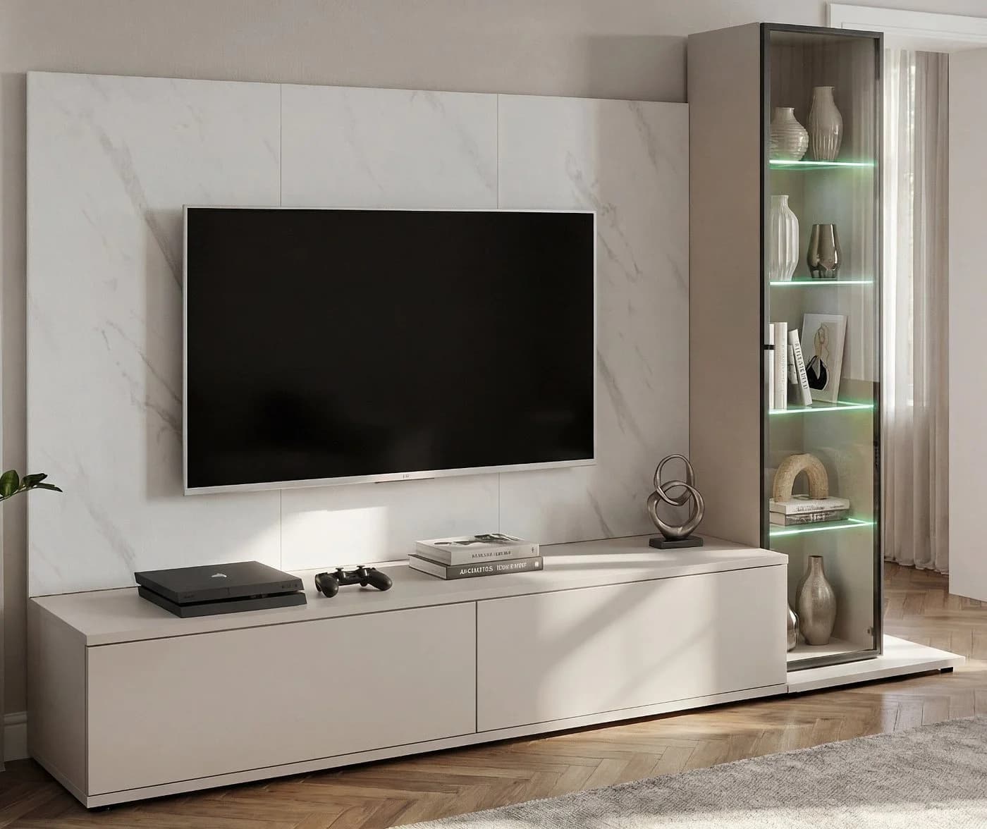 Inn.Furn Wohnwand Charm 3-teilig Kaschmir Marmor mit LED - Bild 5