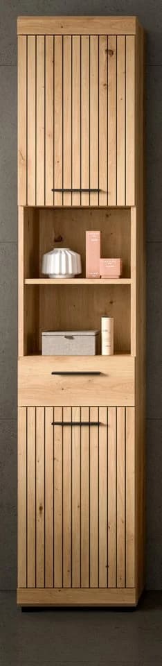 Inn.Furn Hochschrank Shawn Badschrank Leistenoptik Beige